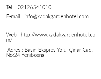 Kadak Garden Hotel iletiim bilgileri